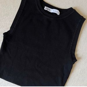 Zara Ribbed Knit Black Tank